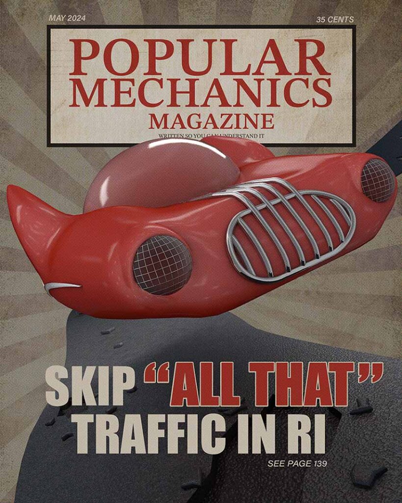 final magazine cover of the skip all that traffic in RI case study project